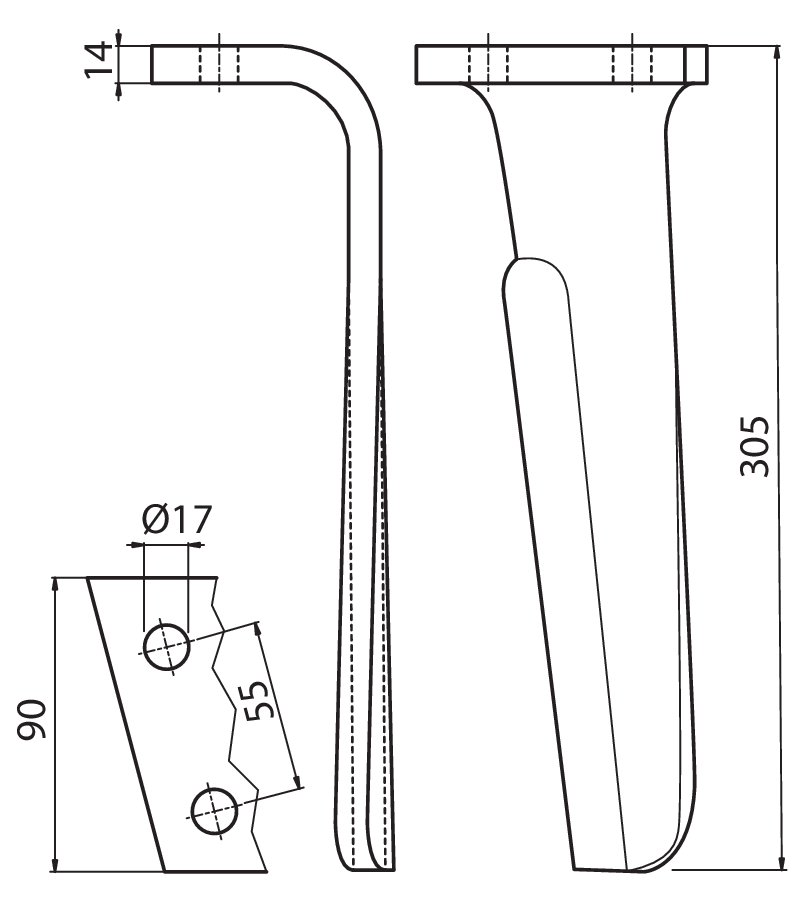 FRN06S - DENTE SX - Denti e coltelli per erpici rotanti