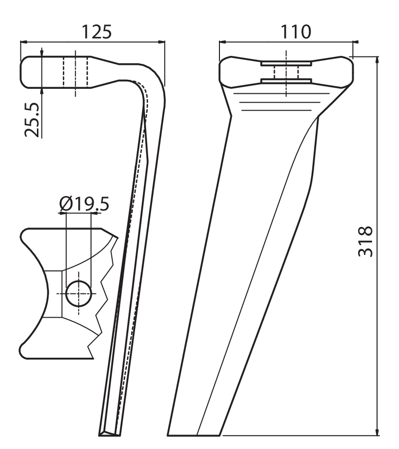 KUH81D - ATTACCO RAPIDO - DX - Denti e coltelli per erpici rotanti