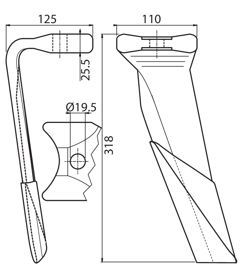 KUH81RS - SX DENTE CON RIPORTO - Denti e coltelli per erpici rotanti