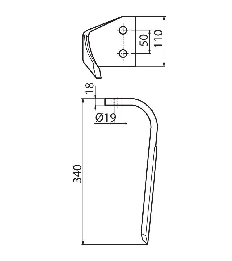 KVE01D - DX - Denti e coltelli per erpici rotanti
