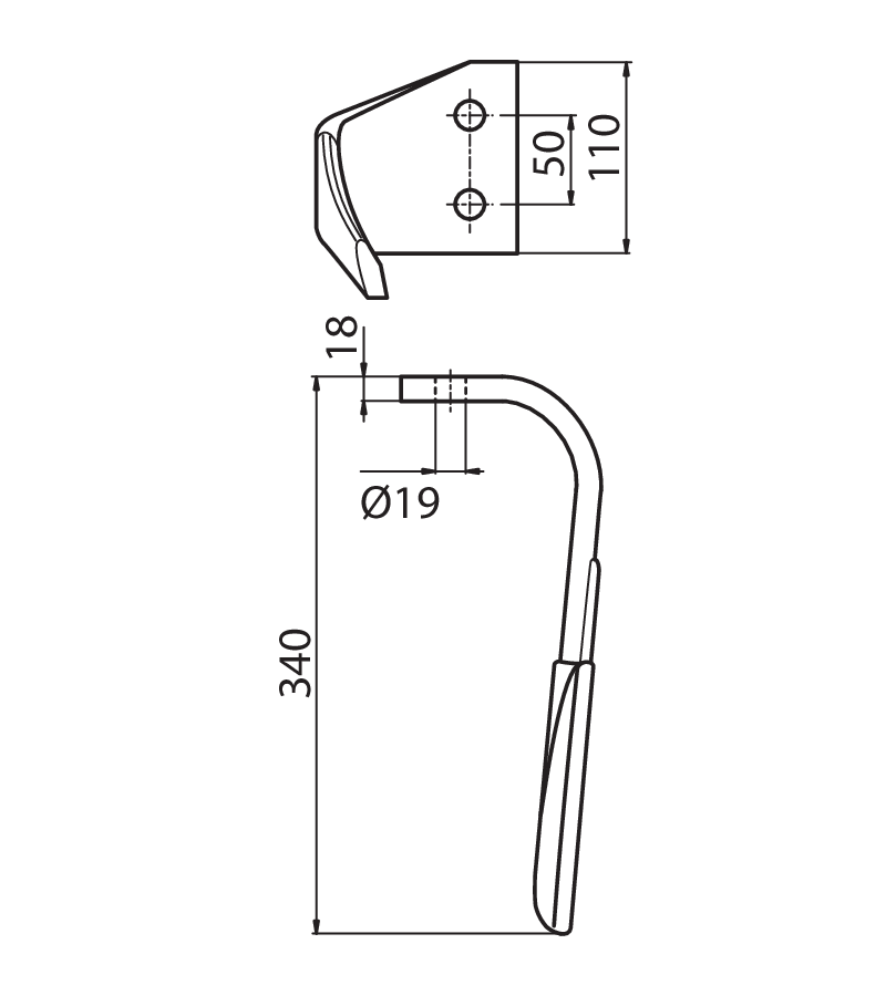 KVE01RS - SX CON RIPORTO - Denti e coltelli per erpici rotanti
