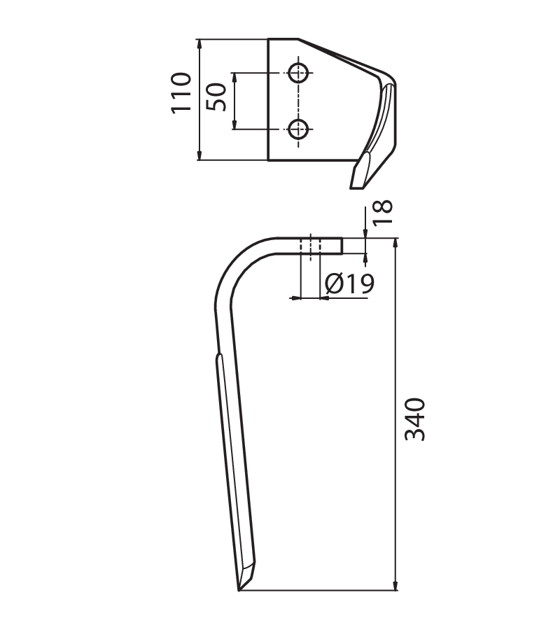 KVE01S - SX - Denti e coltelli per erpici rotanti