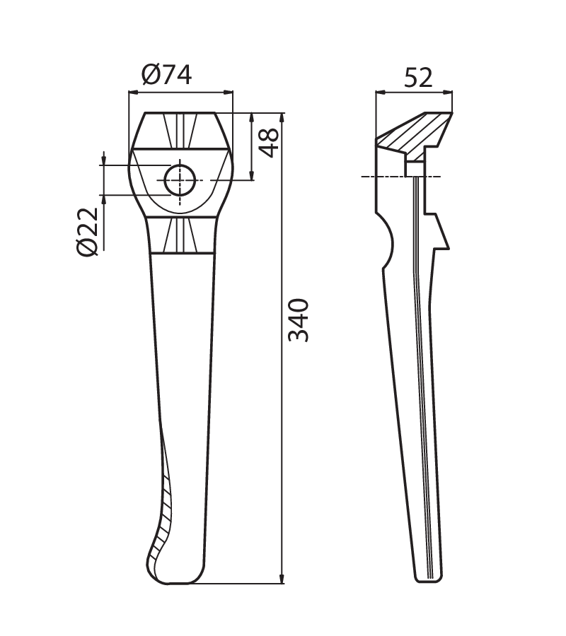 LEL02S - DENTE 1 FORO - GOCCIA  SX - Denti e coltelli per erpici rotanti