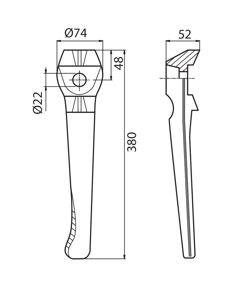 LEL04S - LELY CLUB LUNGO SX - Denti e coltelli per erpici rotanti