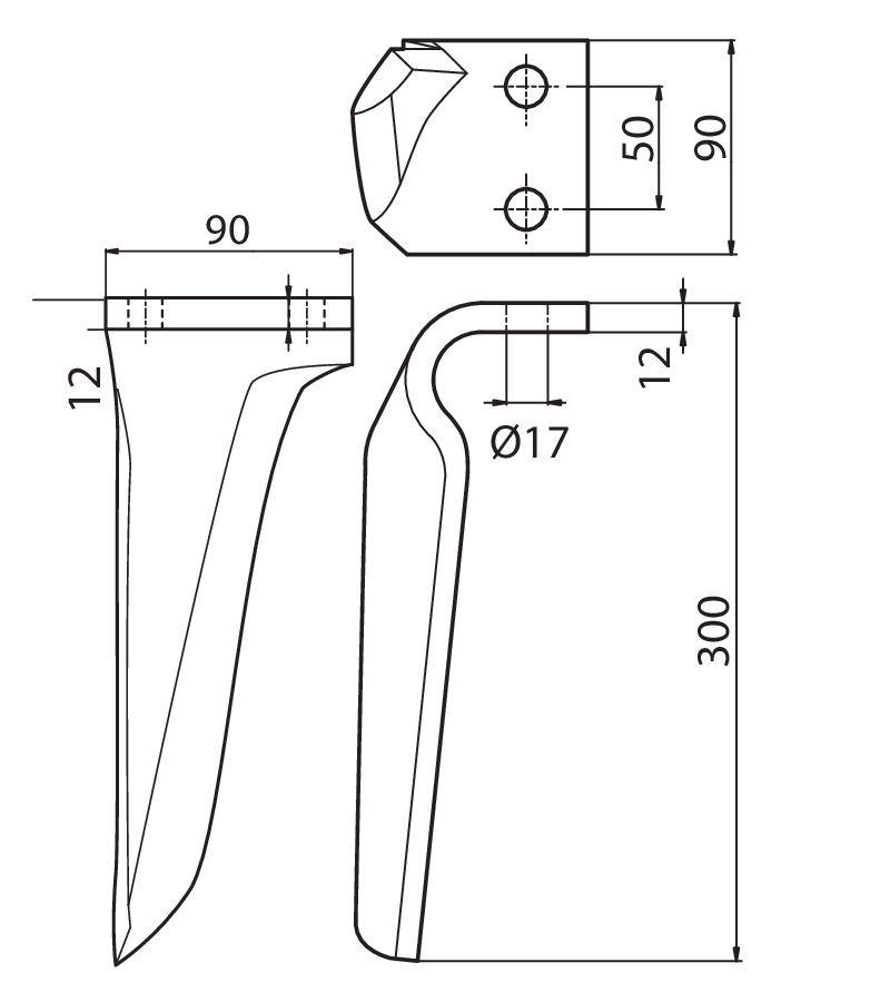 MAS24D - DC-GABBIANO-FALCO-DAINO-DX L.300 - Denti e coltelli per erpici rotanti