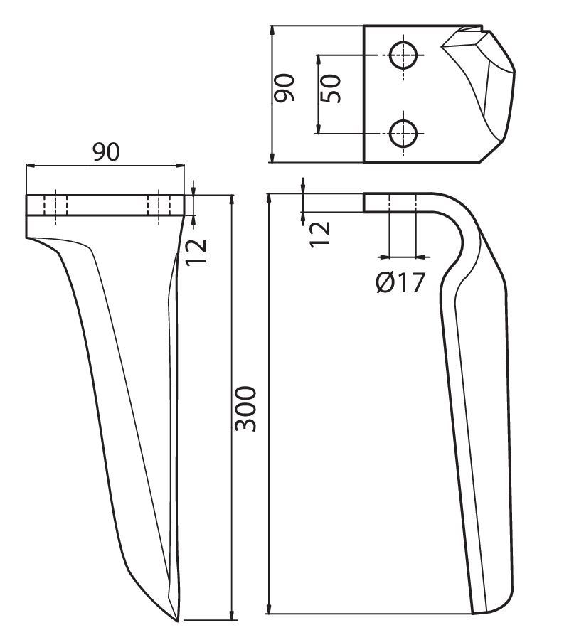 MAS24S - DC-GABBIANO-FALCO-DAINO-SX L.300 - Denti e coltelli per erpici rotanti