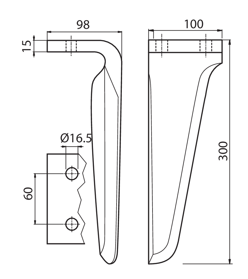 MAS50D - DM PESANTE - DX - Denti e coltelli per erpici rotanti