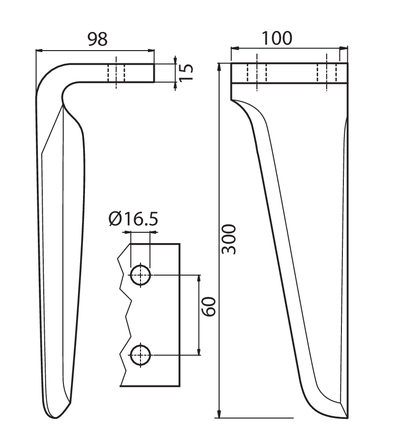 MAS50S - DM PESANTE - SX - Denti e coltelli per erpici rotanti