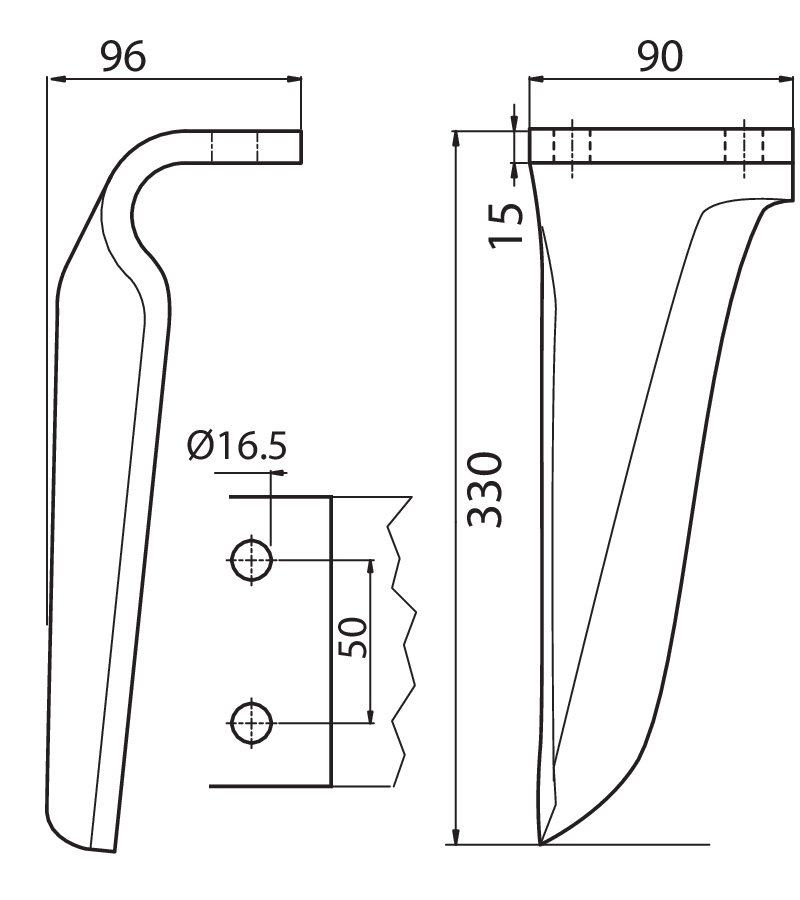 MAS74D - DC RINF. L.330 90X15 DX - Denti e coltelli per erpici rotanti
