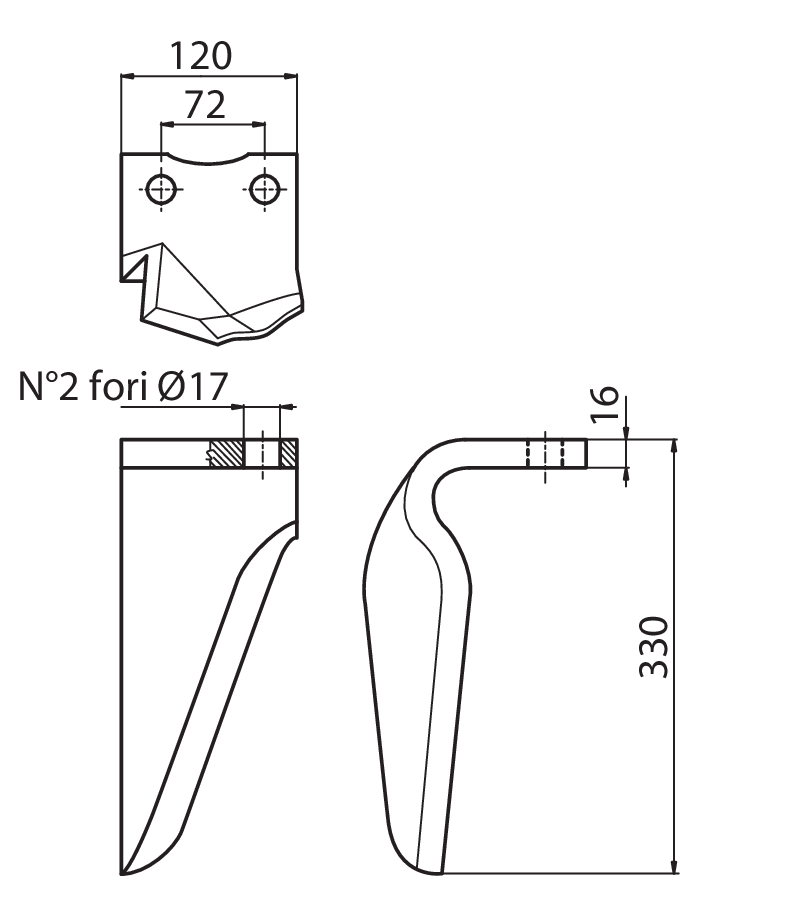 NIE01D - DX - Denti e coltelli per erpici rotanti