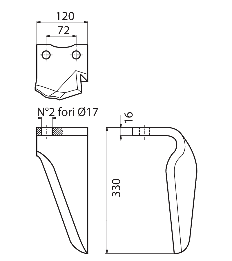 NIE01S - SX - Denti e coltelli per erpici rotanti