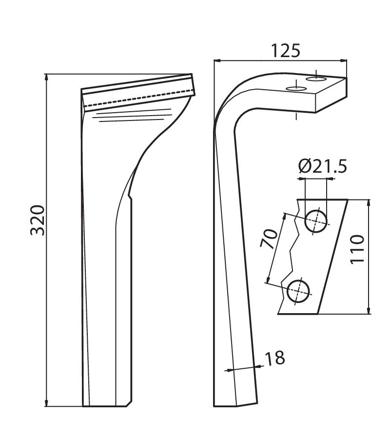 PRI03D - MZ30 DX - Denti e coltelli per erpici rotanti