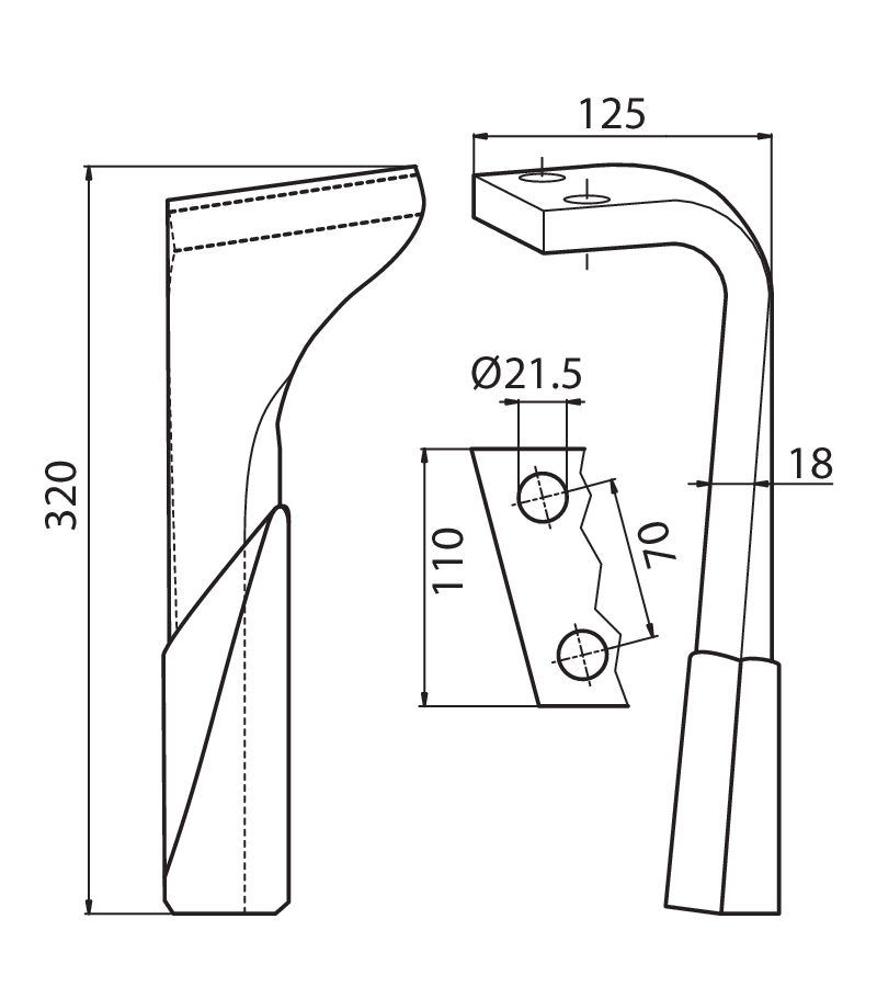 PRI03RS - MZ30 CON RIPORTO - SX - Denti e coltelli per erpici rotanti