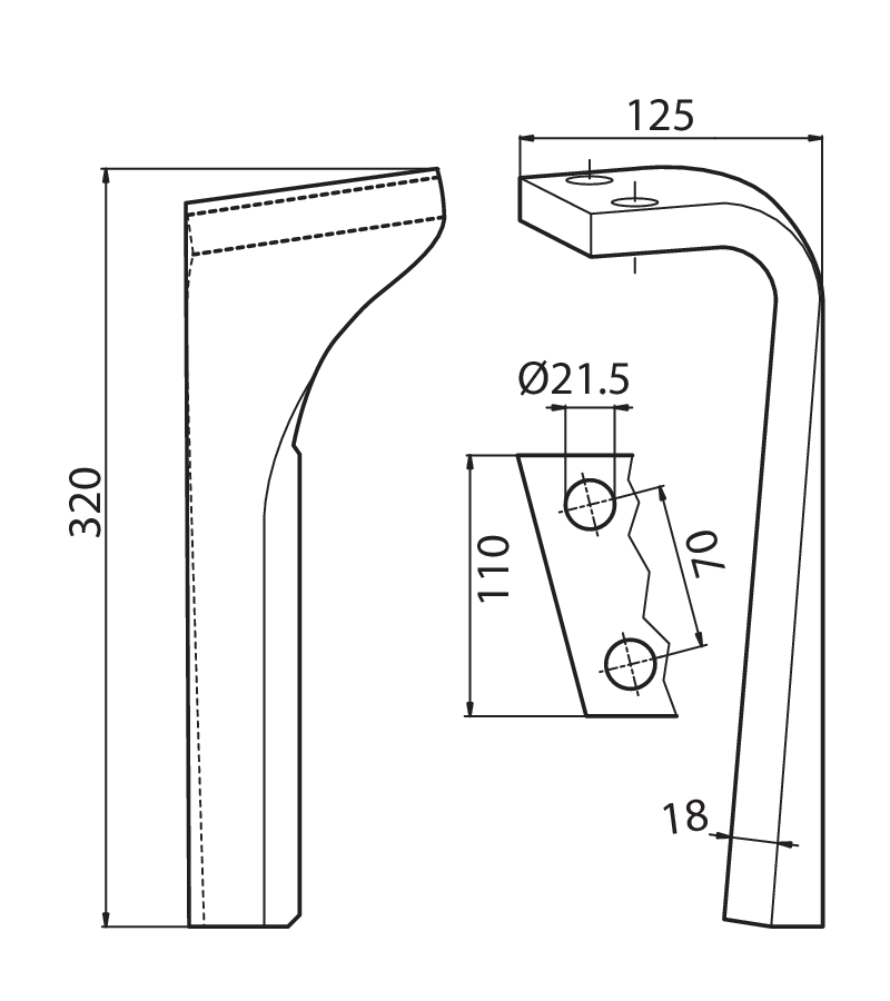 PRI03S - MZ30 SX - Denti e coltelli per erpici rotanti