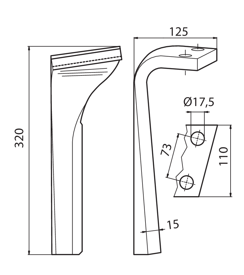 PRI04D - ZIRKON MZ28 DX - Denti e coltelli per erpici rotanti