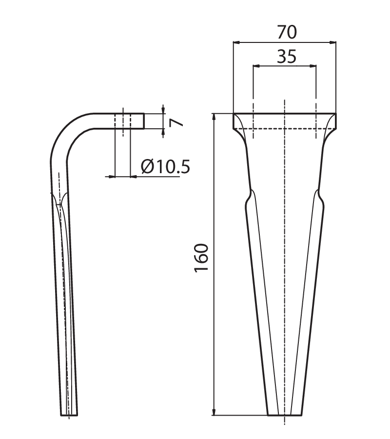 R.O03 - DENTE STANDARD - Denti e coltelli per erpici rotanti