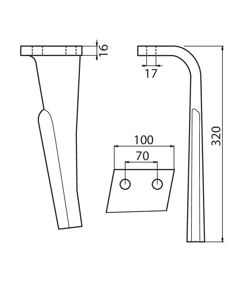 RAB07S - KG 35 - HKE - SX - Denti e coltelli per erpici rotanti