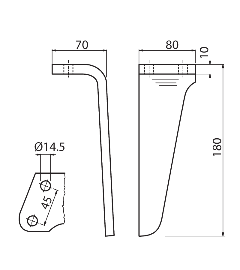 RIN05D - DENTE PIEGATO DX - Denti e coltelli per erpici rotanti