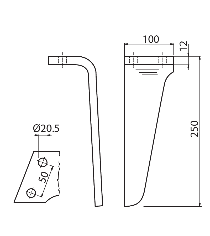 RIN06D - DENTE PIEGATO DX - Denti e coltelli per erpici rotanti