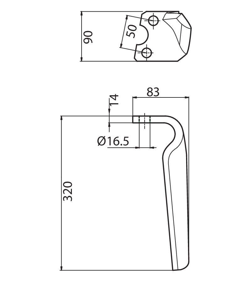 VIG10D - DENTE SCIABOLA EPI, EPR, VPX DX - Denti e coltelli per erpici rotanti