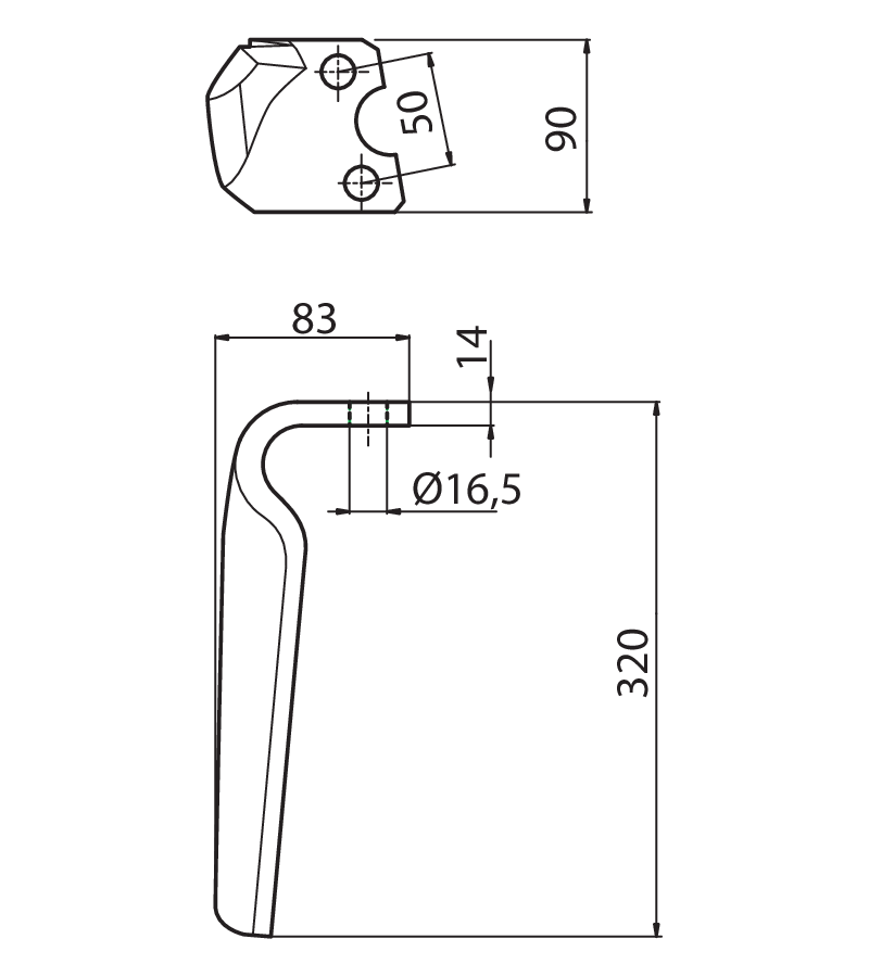 VIG10S - DENTE SCIABOLA EPI, EPR, VPX SX - Denti e coltelli per erpici rotanti