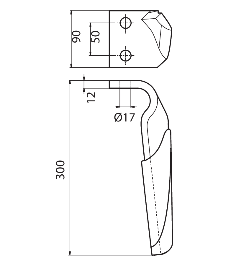 VIG11RS - DENTE SCIABOLA SX CON RIPORTO ANTIUSURA - Denti e coltelli per erpici rotanti