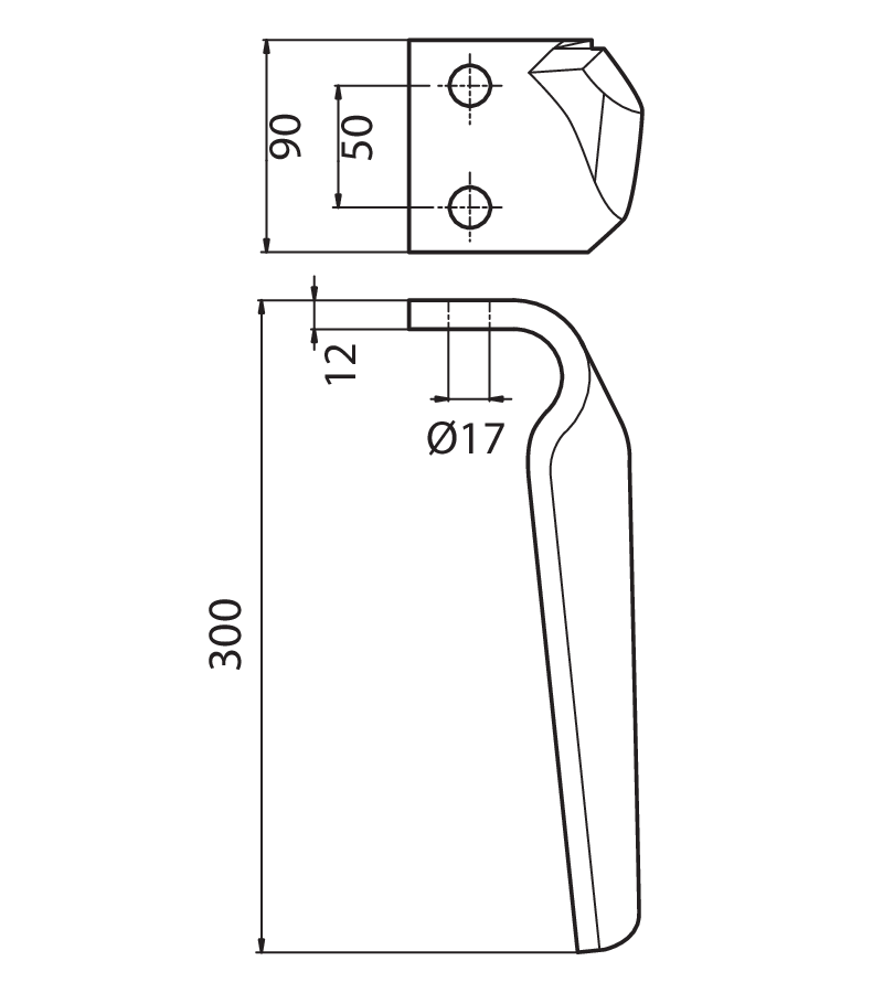 VIG11S - DENTE SCIABOLA LEGGERO SX - Denti e coltelli per erpici rotanti