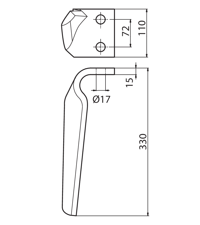 VIG12D - DENTE SCIABOLA VPZ DX - Denti e coltelli per erpici rotanti