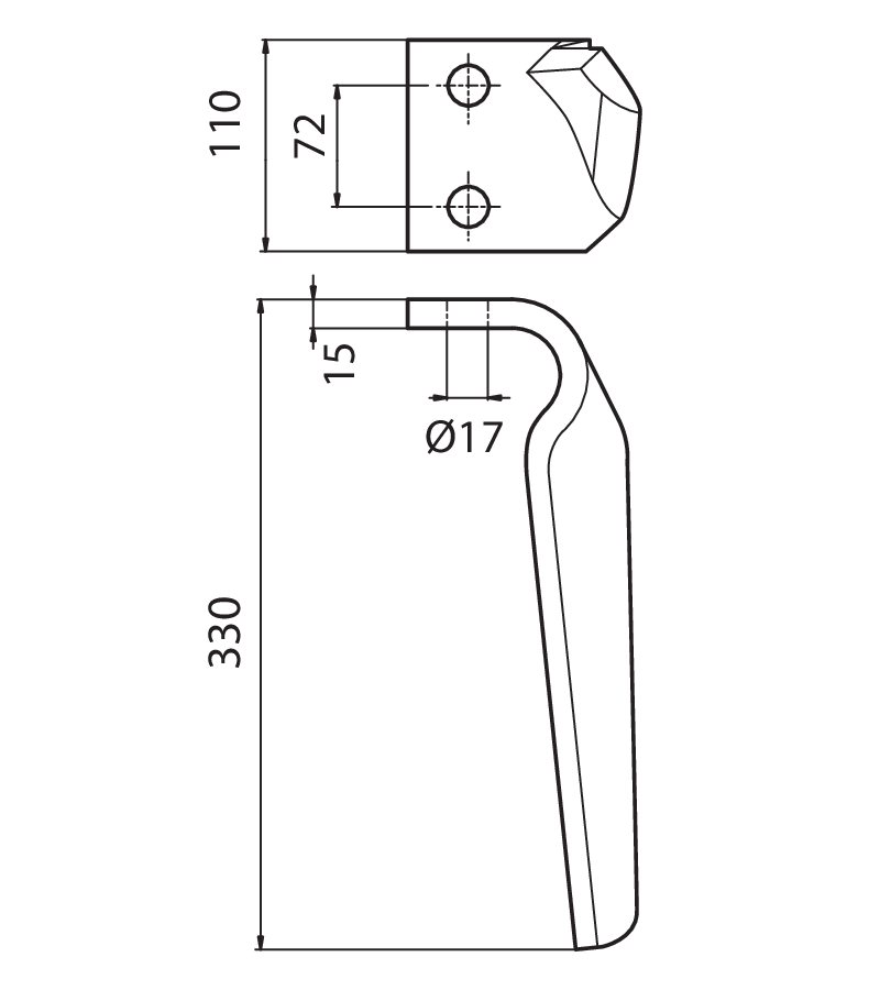 VIG12S - DENTE SCIABOLA VPZ SX - Denti e coltelli per erpici rotanti