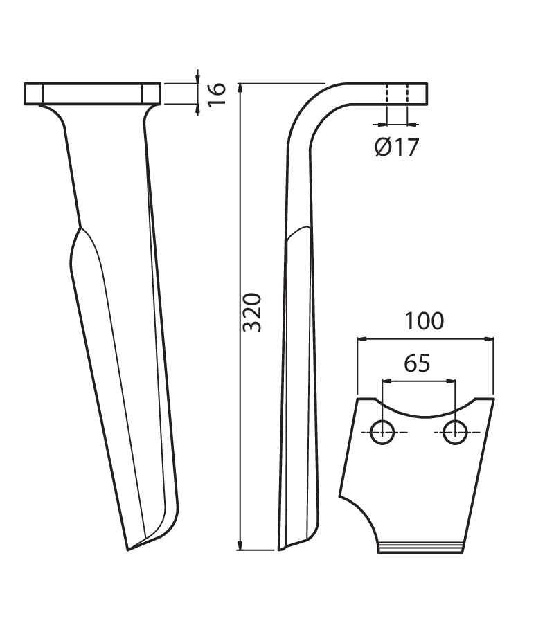 VOG40S - DENTE SX - Denti e coltelli per erpici rotanti